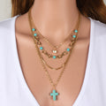 Boho Türkis Kreuz Schicke Halskette