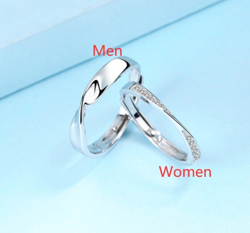S925 Sterling Silber Pärchenringe mit Diamanten für Damen und Herren