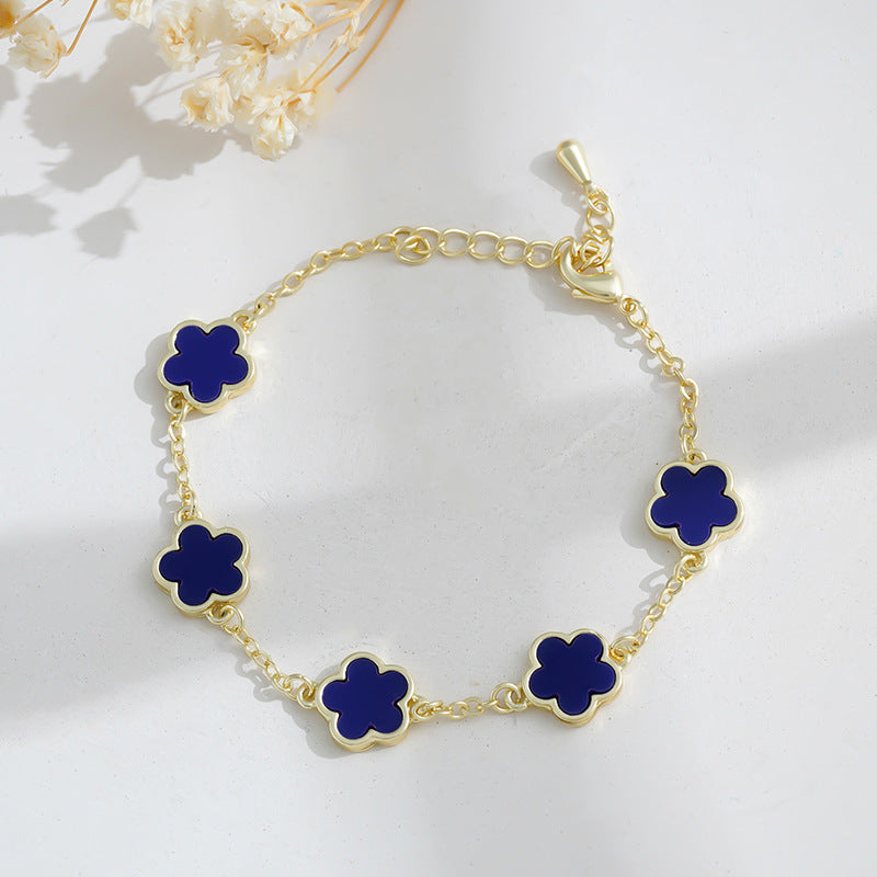 Echt vergoldetes Fünf-Blüten-Armband für Frauen