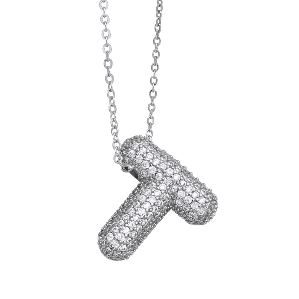 Collar con 26 letras inglesas para mujer con circonitas incrustadas