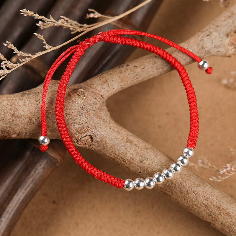 Animal Year Lucky Bead Carrying Strap Couple's Craft Diy Woven Red Rope