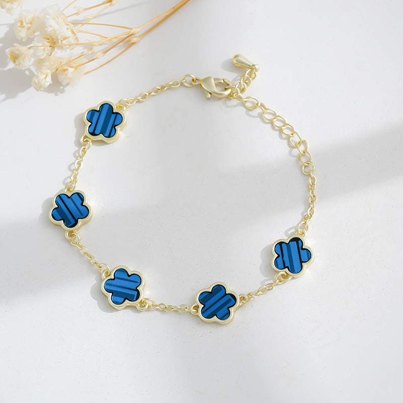 Echt vergoldetes Fünf-Blüten-Armband für Frauen