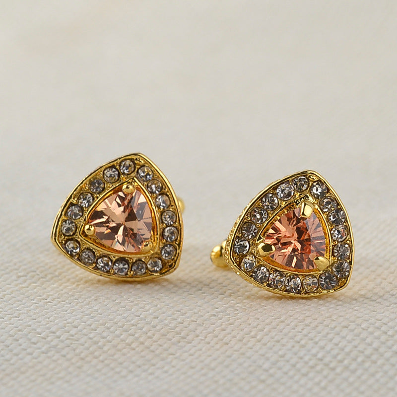 Herren Hemd Manschettenknöpfe Dreieck Kristall Französischer Diamant