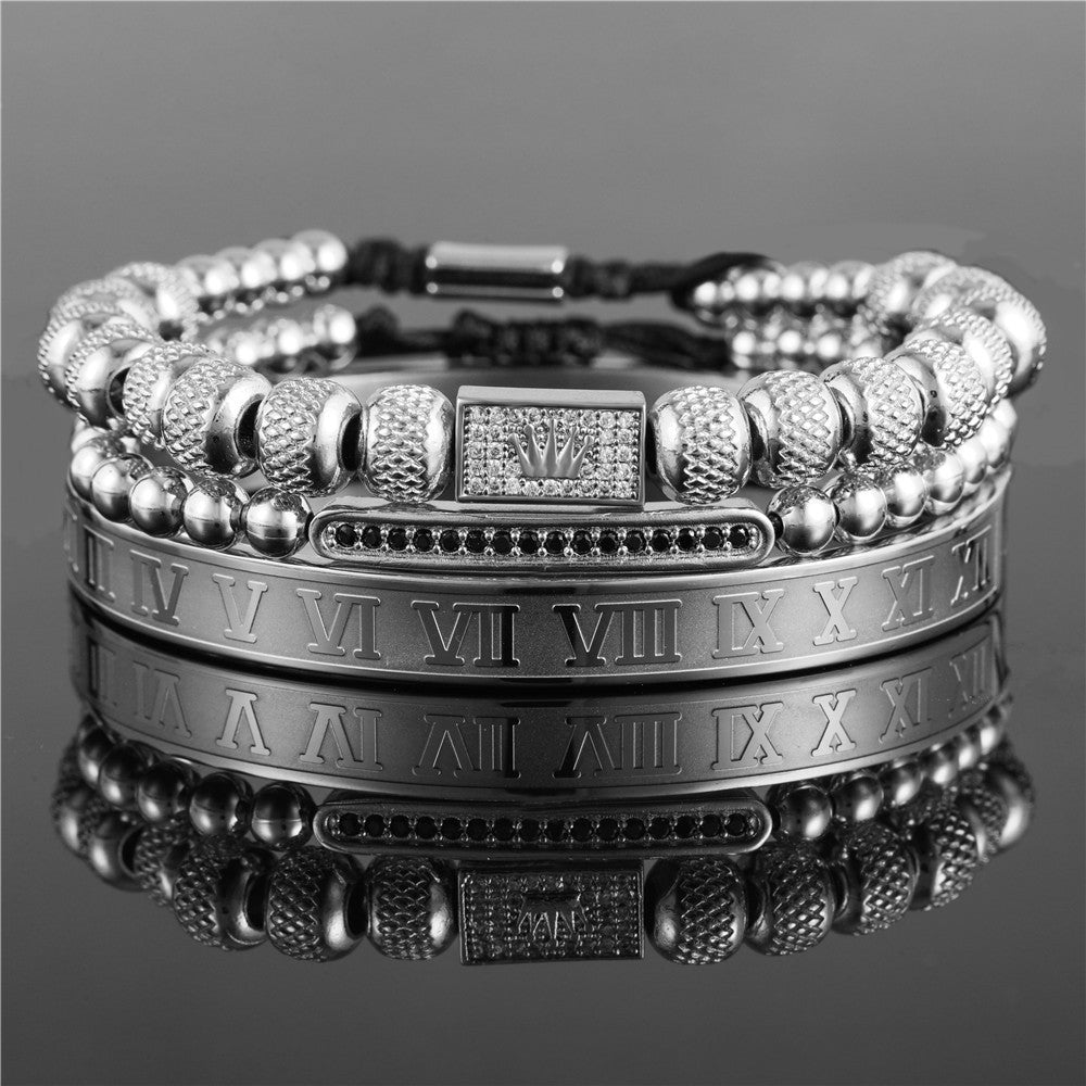Pulsera Trenzada con Corona Vintage