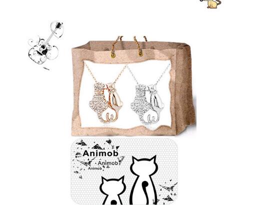 Liebhaber Paar Katzen Anhänger Halskette
