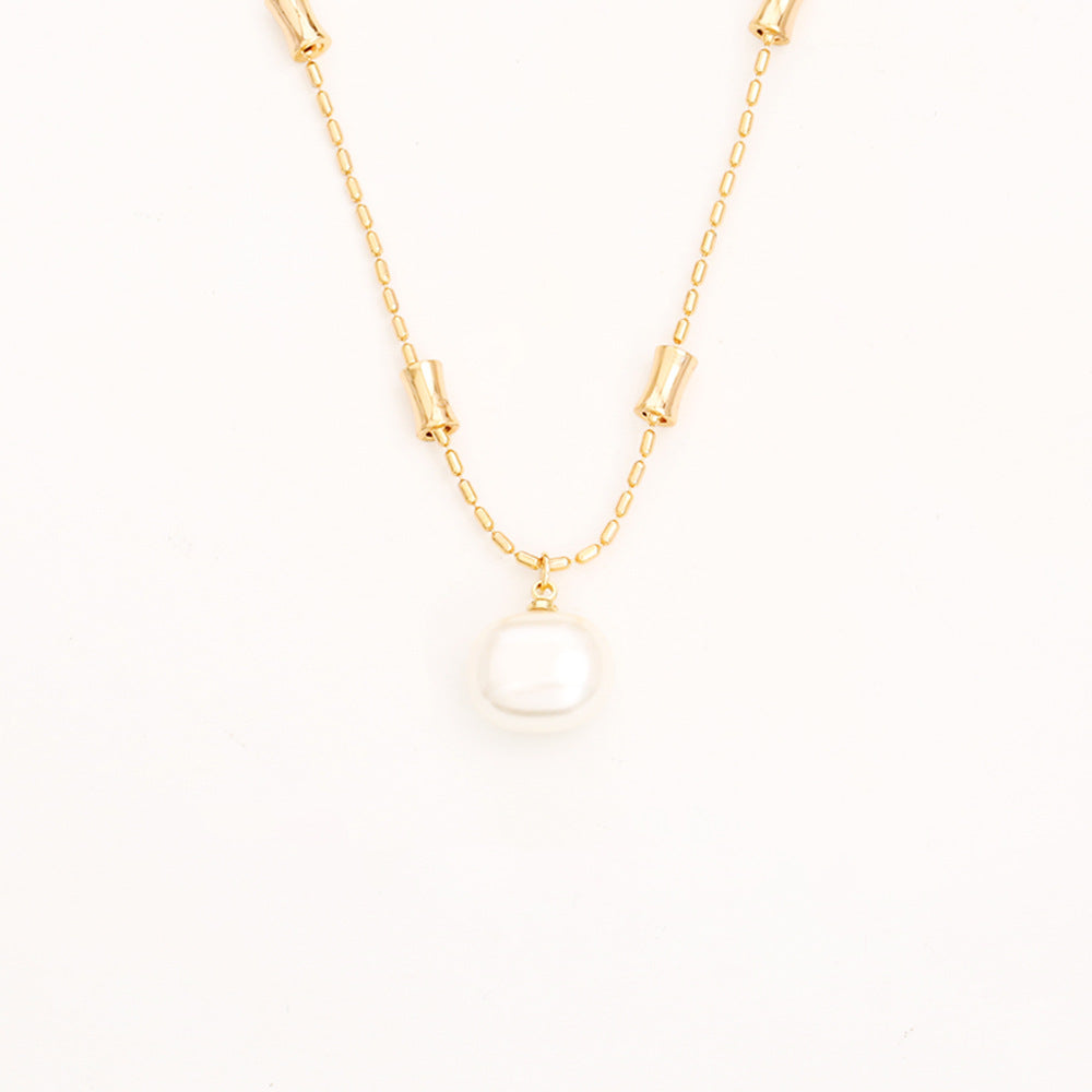 Sugar Pearl Bambus-Halskette, hochwertige Mode, schlichte Ohrstecker