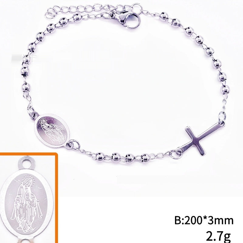 Stainless Steel Bead Cross Bracelet Jewelry Accessories