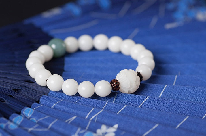 Natürliche weiße Jade Bodhi Armbänder Perlen Armbänder Damen schlichte Bodhi Armbänder Transfer Perlen