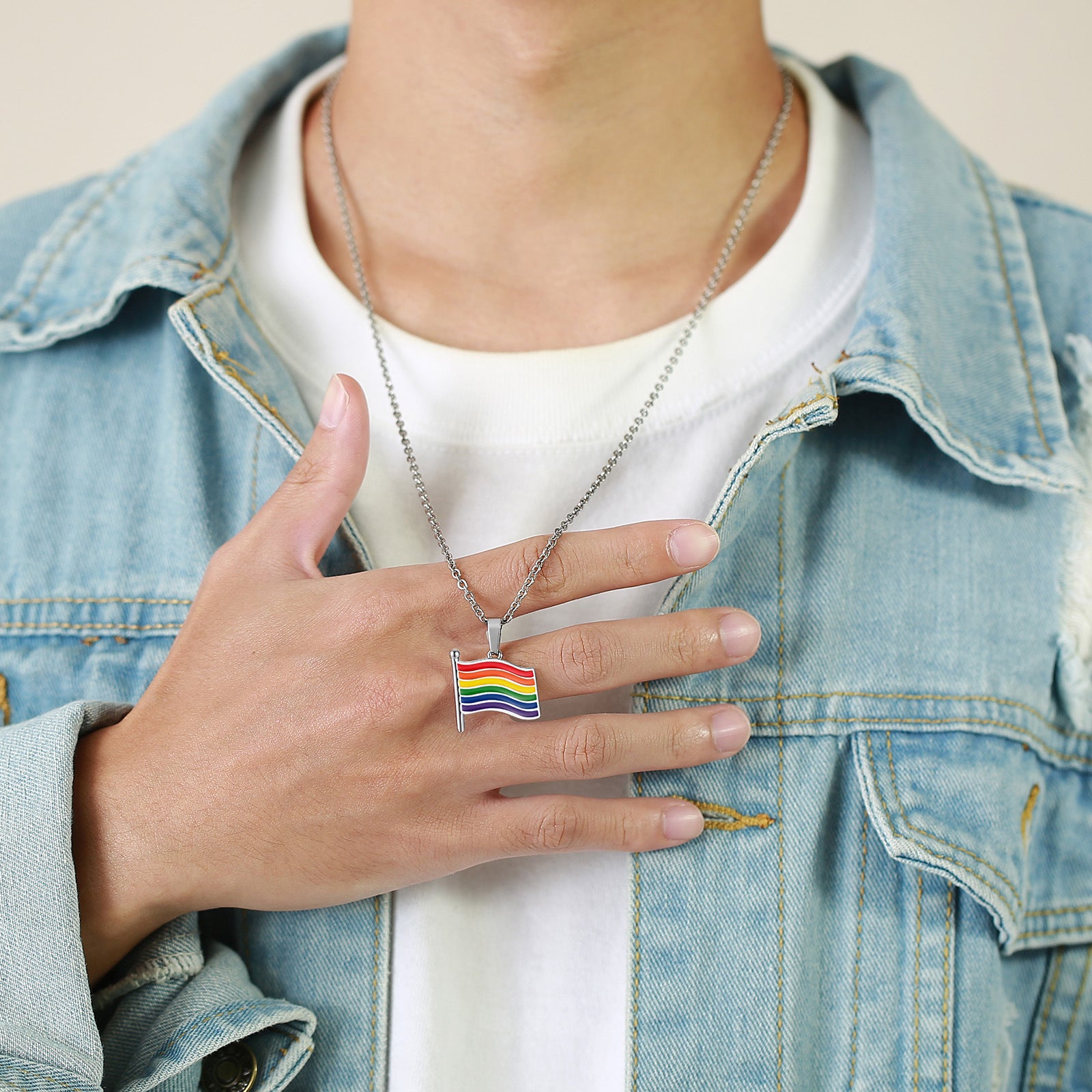 Regenbogenflagge LGBTQ Paar Halskette Unisex Accessoires
