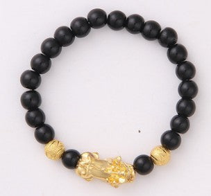 Obsidian 18K Gold Armband sechs mutige Wörter an der Hand und kleine Perlen Transport Geschenke Großhandel