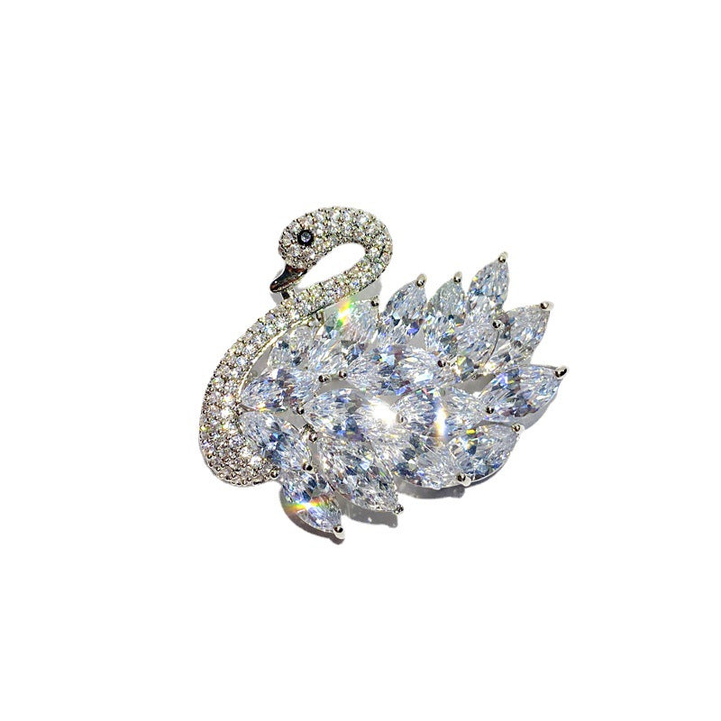 Zirkon-Schwanenbrosche Luxus-Kristall-Vintage-Korsage