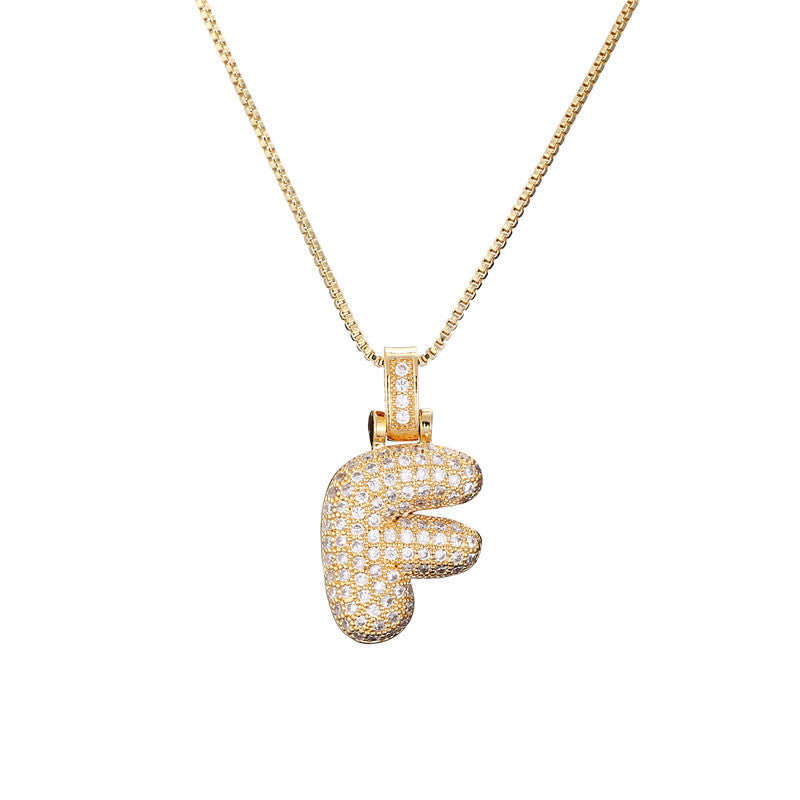 Schlüsselbeinkette Kupfer Mikro-intarsierte Zirkon 26 Buchstaben-Anhänger-Halskette für Frauen Geburtstag Schmuck Geschenke
