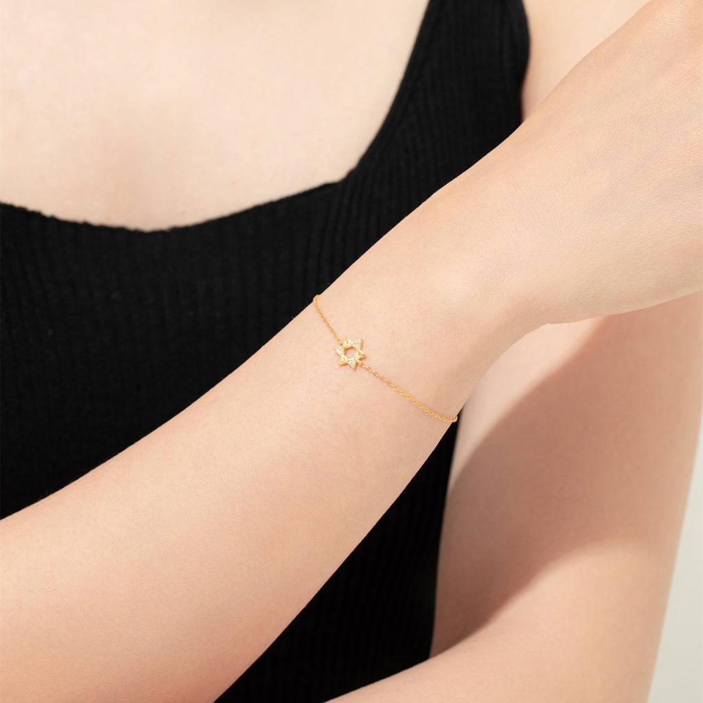 Armband aus 925er Sterlingsilber mit sechseckigem Stern und Zirkonia