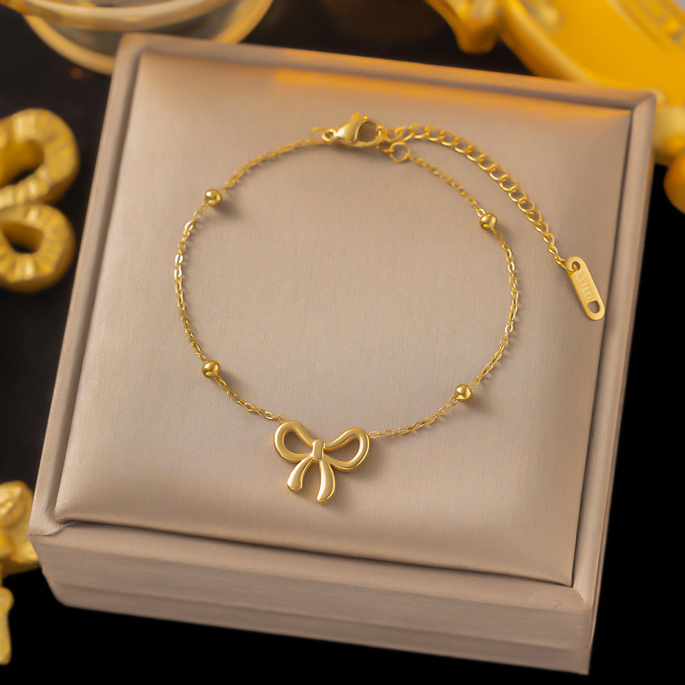 Collar de acero titanio con lazo y cielo estrellado para mujer