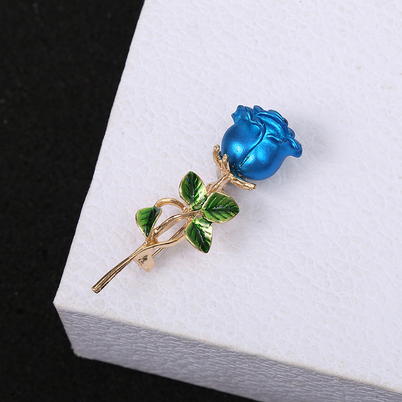 Three-dimensional Rose Flower Rhindiamond-style Brooch Anti-glitter Buckle French Accessories