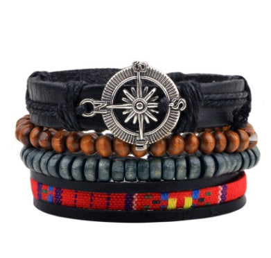 Pulseras y brazaletes de cuero con cuentas de moda