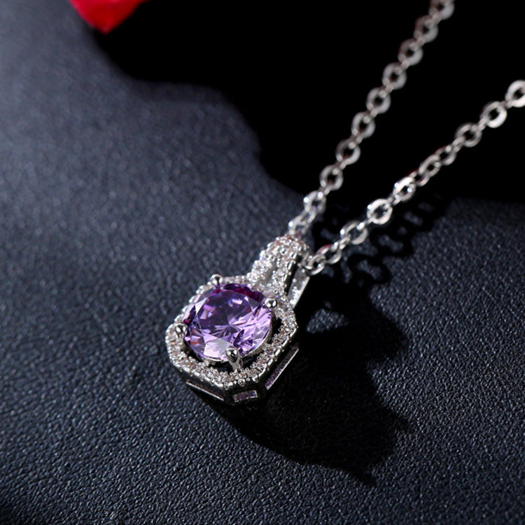 S925 Sterling Silber Mikro-intarsierter Zirkon Anhänger quadratische Diamant Schlüsselbeinkette