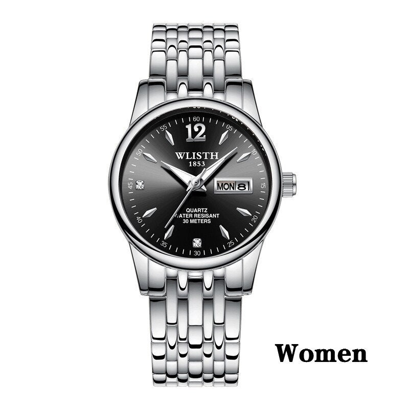 Damenuhr Rose Gold Edelstahl WLISTH Marken Mode Damen Armbanduhr Wochen Datum Quarz Uhr Weibliche Luxusuhren