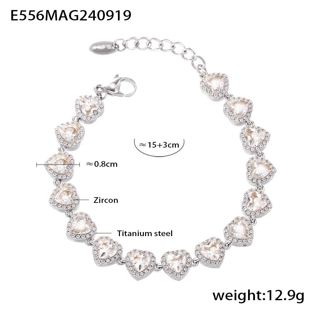 Europäischer und amerikanischer Ins Style Liebe Glänzender Zirkonarmband Leichtigkeit Luxuriöses Temperament