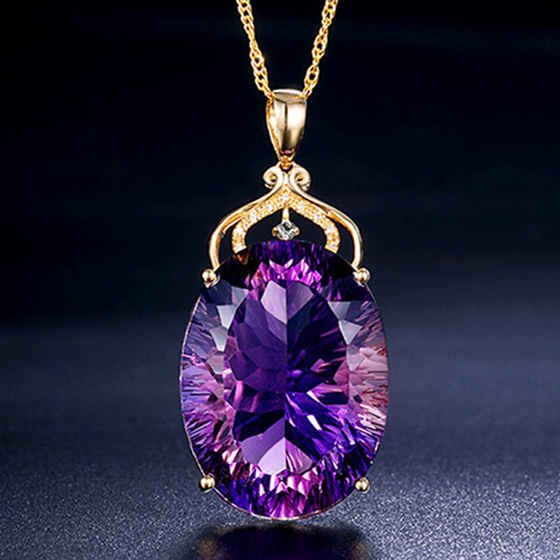 Colgante de Amatista Cadena de Suéter de Amatista