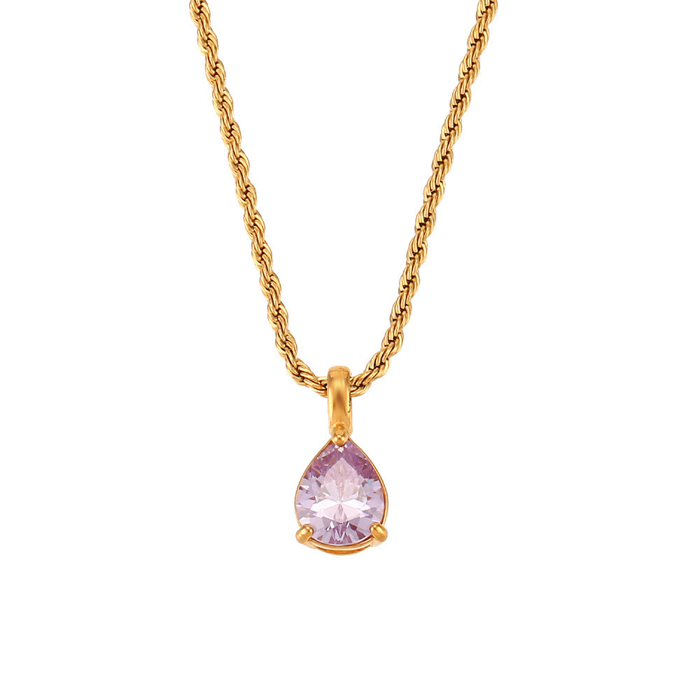 Ins Fashion Retro Stainless Steel Niche Drop Diamond Necklace