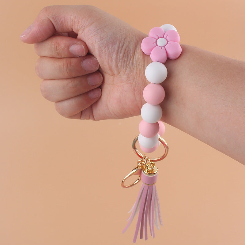 Llavero Pulsera de Silicona de Flores de Dibujos Animados