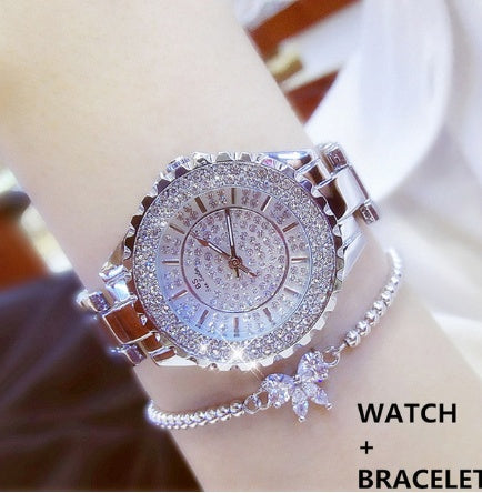 Nuevo y deslumbrante reloj de pulsera de mujer con esfera de estrellas, automático, no mecánico, moderno para estudiantes, resistente al agua.