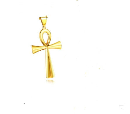Grenzüberschreitender E-Commerce-Warenursprung, europäische und amerikanische glänzende Edelstahl-altägyptische Kreuz-Männerhalskette Amulett Anhänger