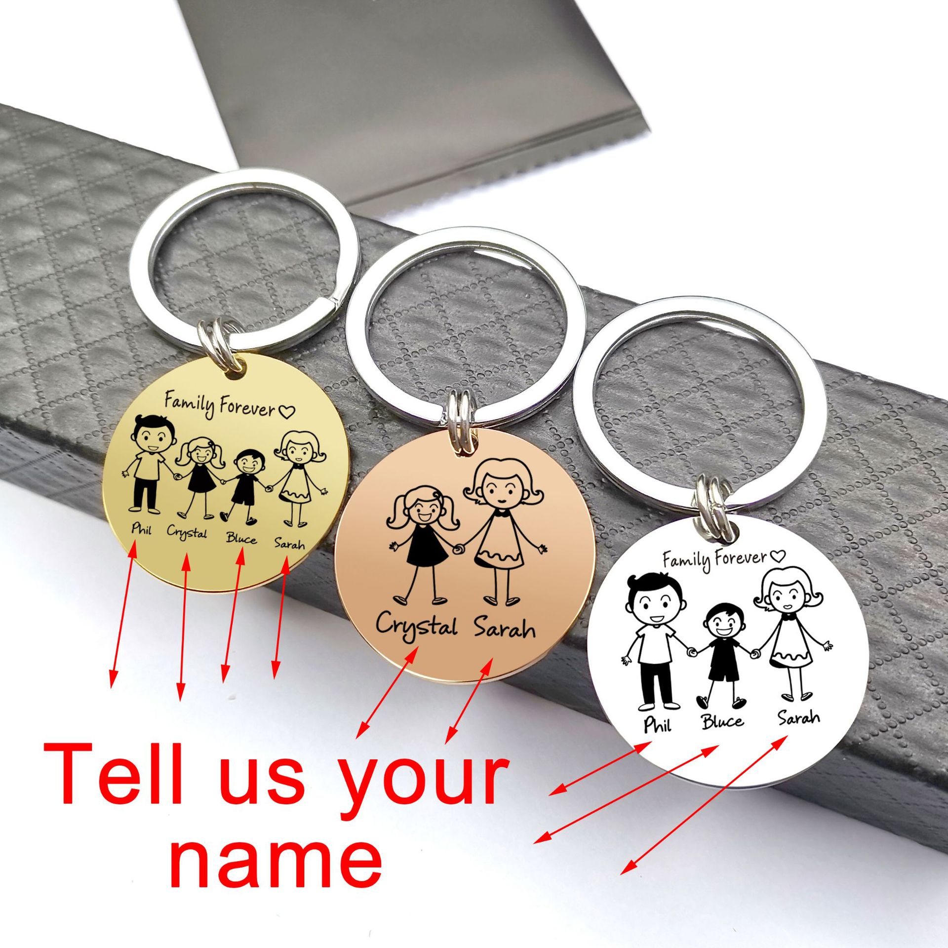 Customized Family Stainless Steel Key Ring