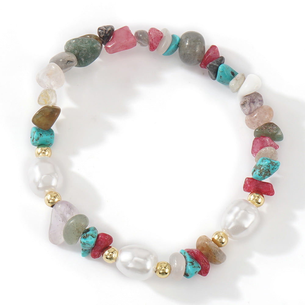 Pulsera de piedras semipreciosas de cobre, perlas y cuentas de colores surtidos