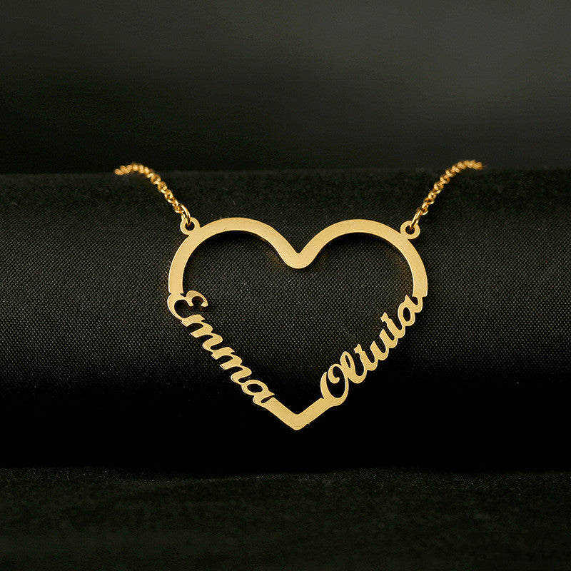Collar de Corazón con Nombre Personalizado de Acero Inoxidable para Mujer, Collar Gargantilla Dorado con Letras, Regalo
