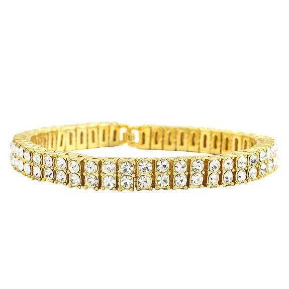 Europa und Amerika Hip Hop Hot 2 Reihen Armband Herren Strass Armband Bling Bling grenzüberschreitende Lieferung NB02