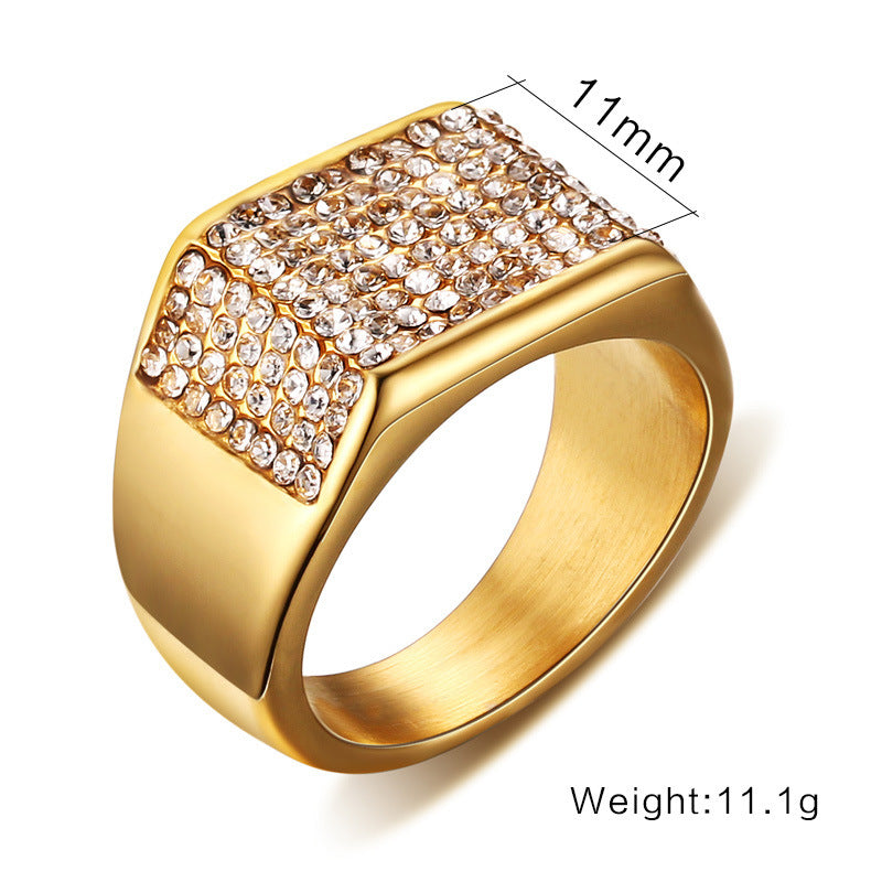Anillo de hombre de acero de titanio con diamante