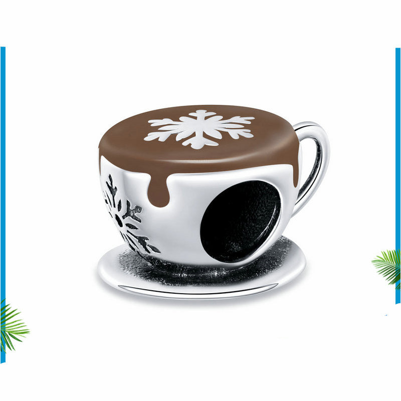Kaffee-Metallanhänger für originale weibliche Silberperlen