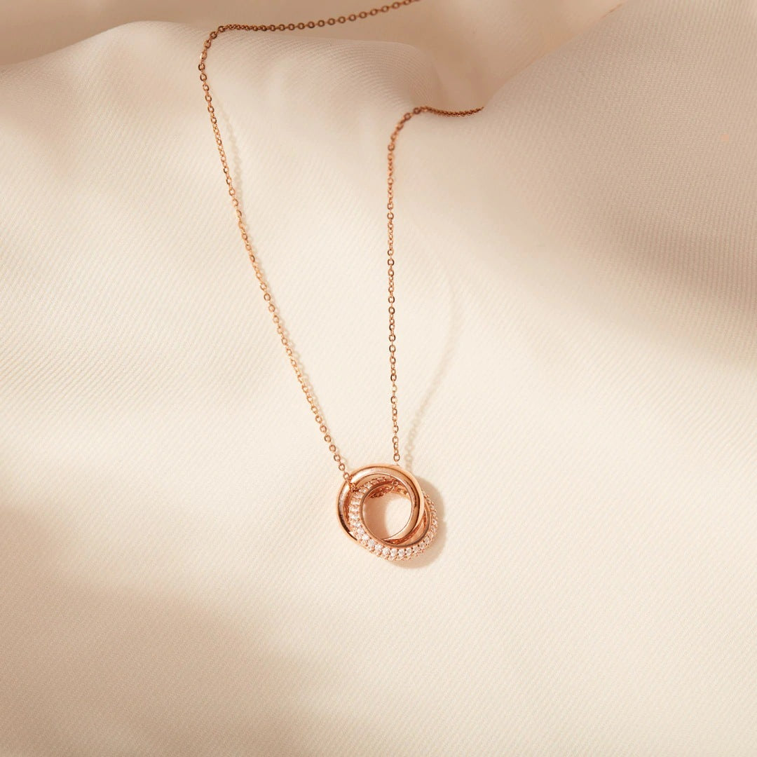 S925 Sterling Silver Interlocking Necklace For Women