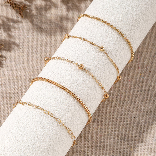 5 Pieces Suit Women Alloy Round Beads Simple Fashion Bracelet