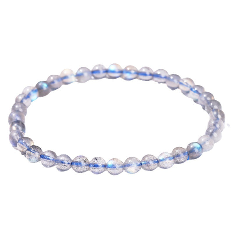 5A Genuine Natural Gray Moonstone Bead Charm Bracelets Women Men Fashon Blue Light  Labradorite Strand Energy Bracelet