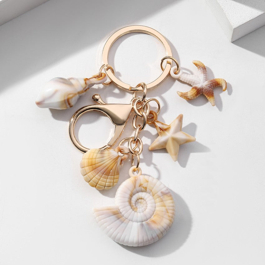 Simulation Shell Conch Starfish Five-pointed Star Pendant Keychain
