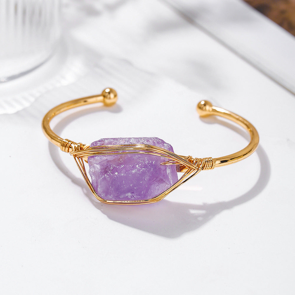 Womens Natural Crystal Bracelet Freeform Tumbled-stone Bracelet