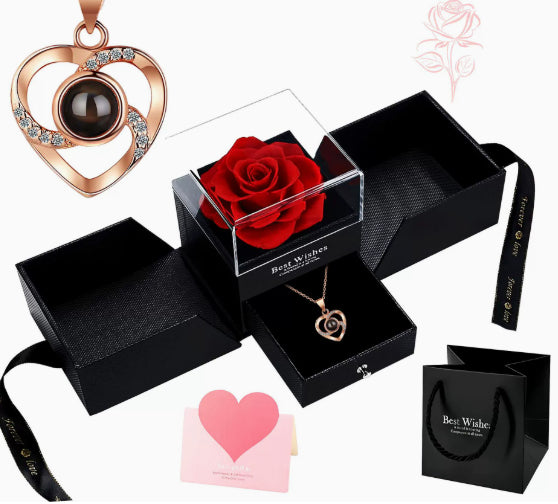 Heart Shaped Sterling Silver Necklace Earring Combination Suit