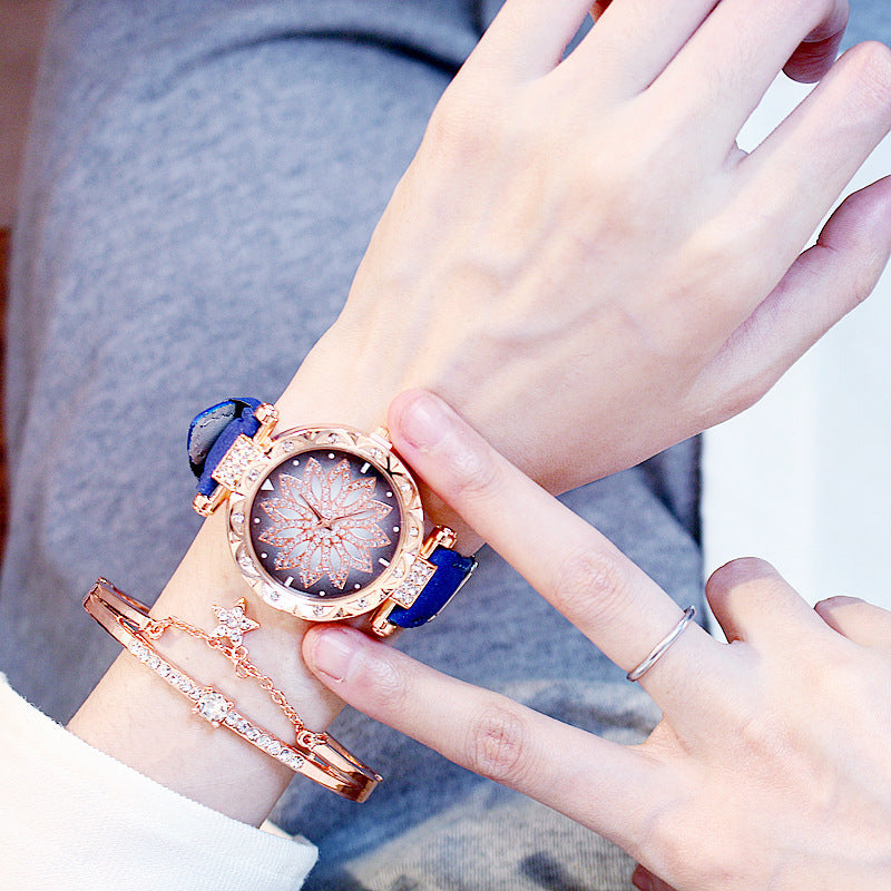 Reloj de cuarzo informal giratorio para mujer, estilo red