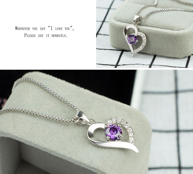 Liebeskette Damen Süßer Herzförmiger Anhänger Einfaches Temperament Silber Artikel Schmuck