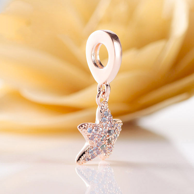 Funkelnder Seestern-Anhänger aus Roségold mit Zirkonia