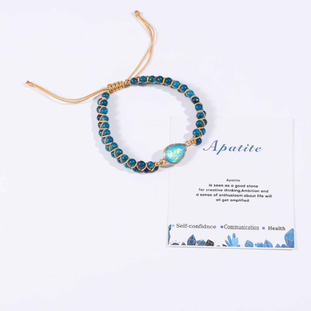 Cross-border Natural Stone Bracelet Water Drop Shape Sapphire Couple Woven Bracelet