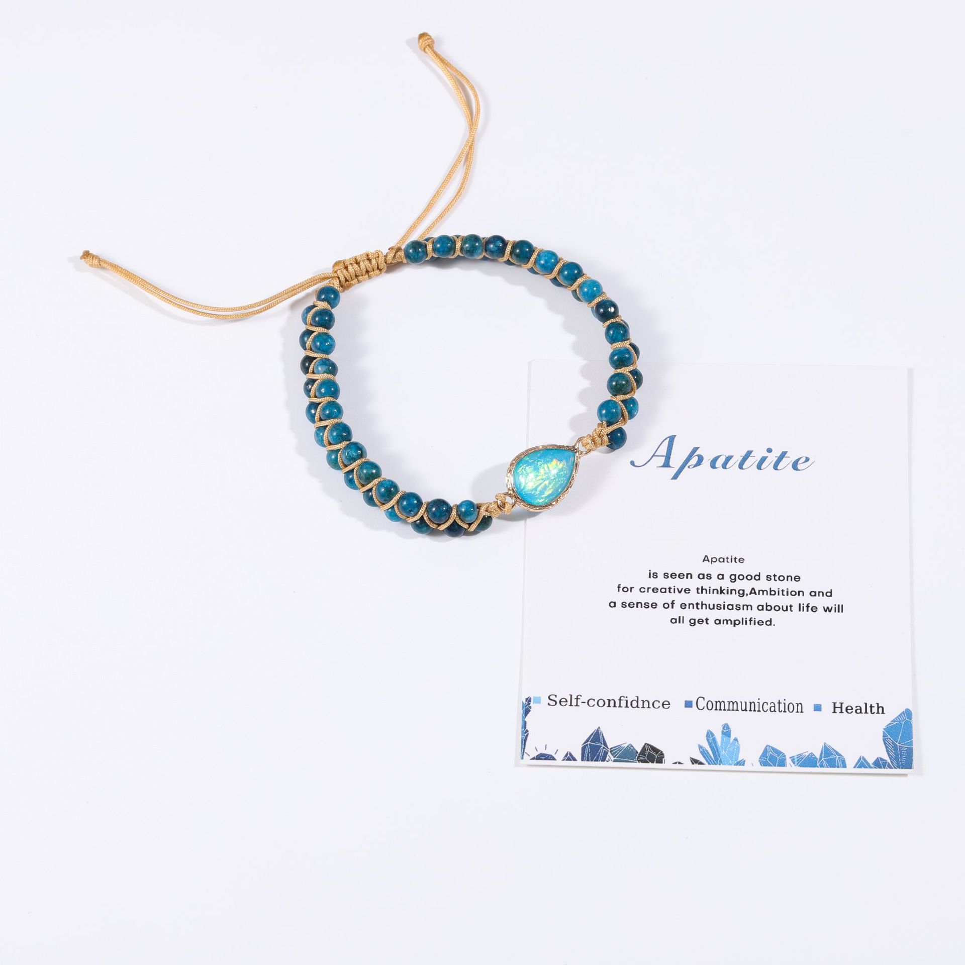Grenzüberschreitendes Natursteinarmband Wassertropfenform Saphir Paar geflochtenes Armband