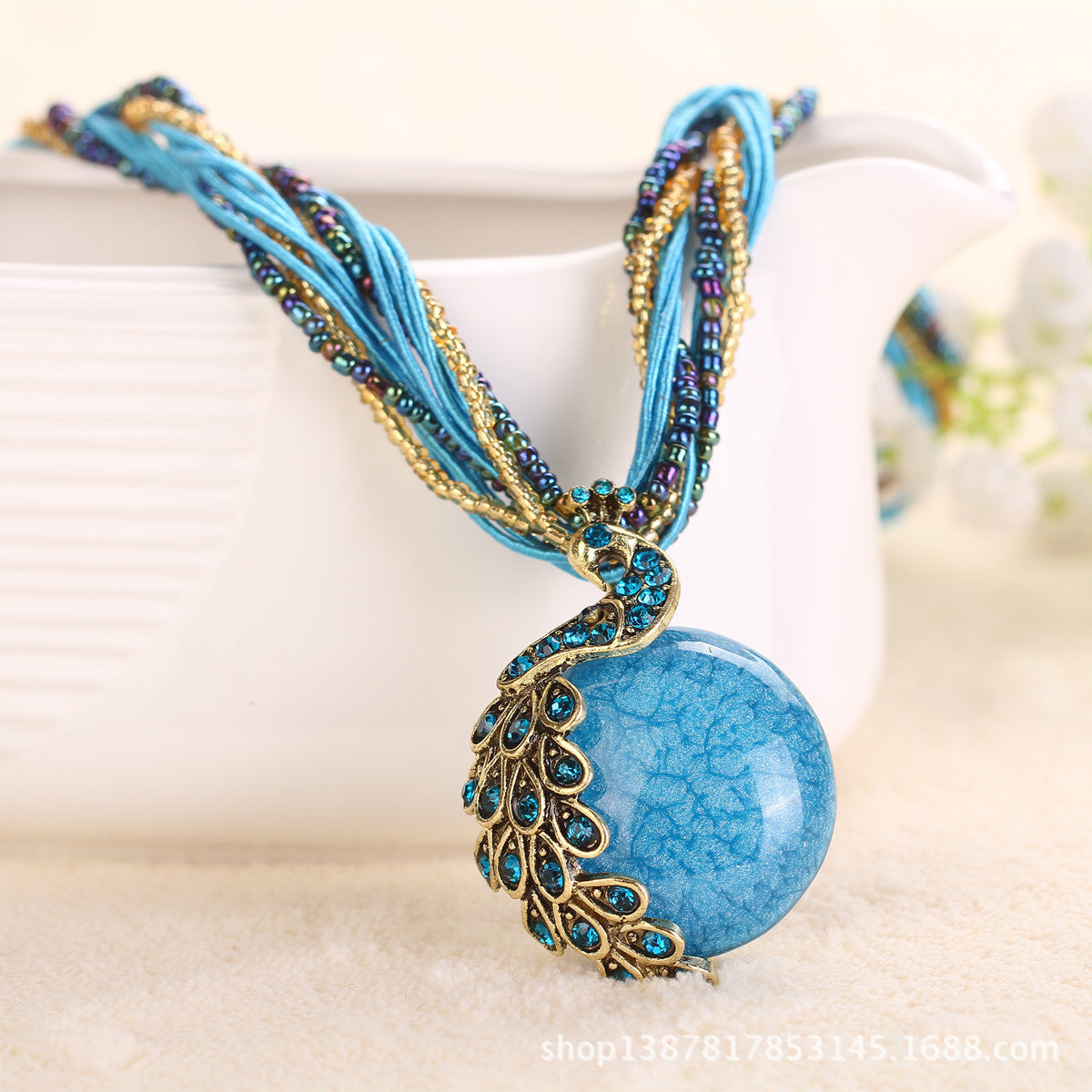 Ladies Ethnic StyleRrice Bead Woven Retro Necklace