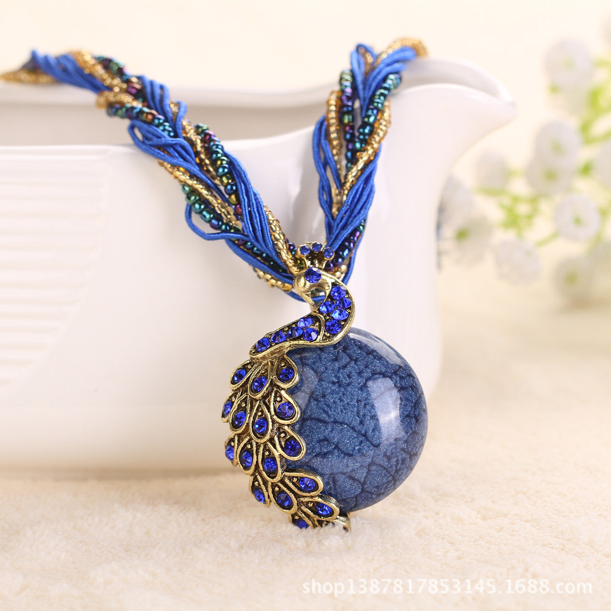 Ladies Ethnic StyleRrice Bead Woven Retro Necklace