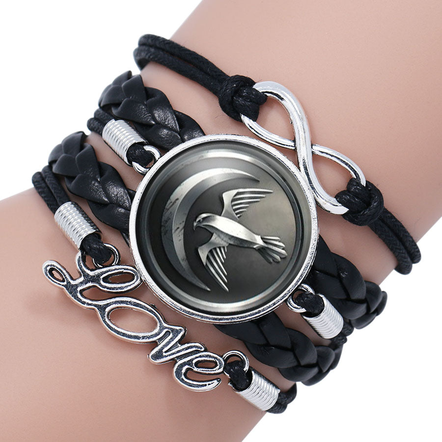 Pulsera de Juego de Tronos, cabeza de lobo de la Casa Stark, cabujón de cristal infinito, pulseras y brazaletes, pulsera envolvente WINTER IS COMING