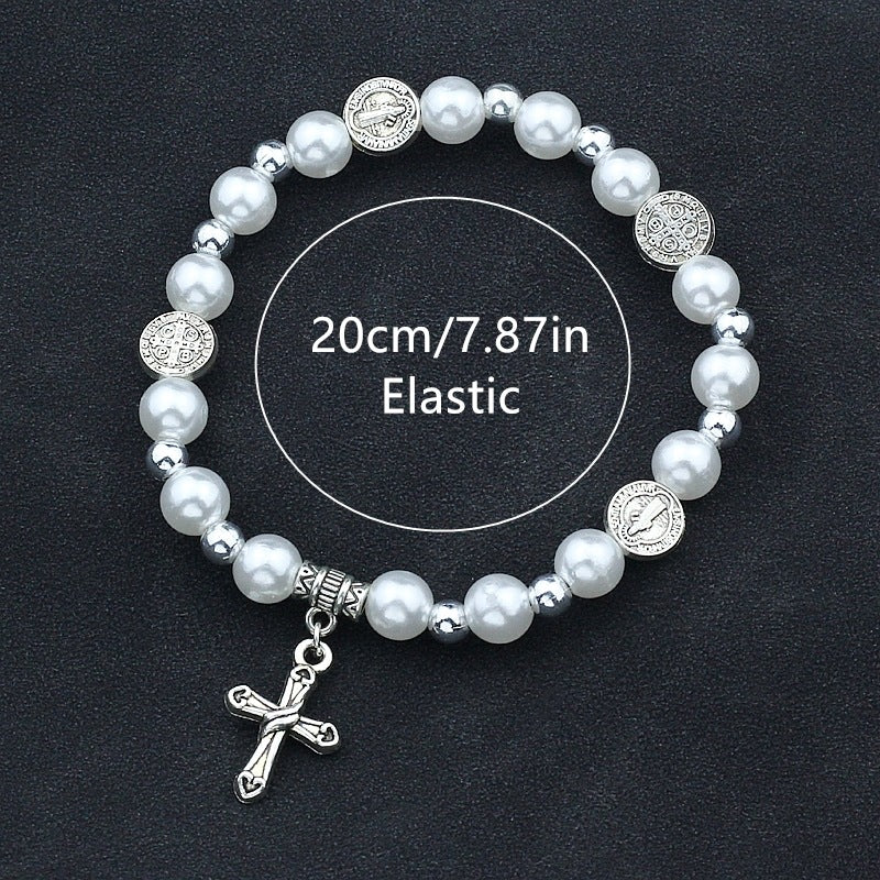 Vintage  Pearl Cross Bracelet