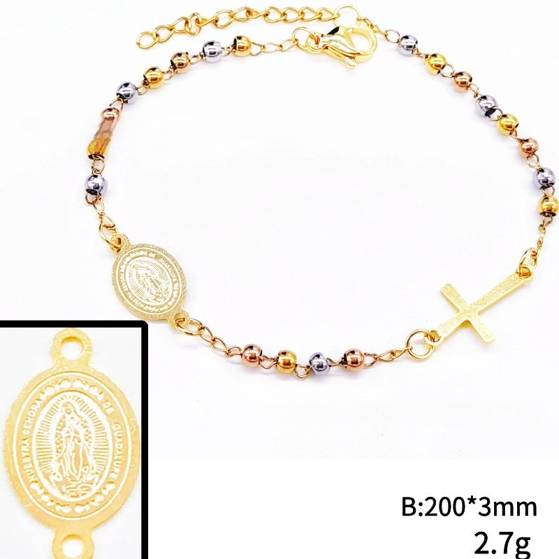 Stainless Steel Bead Cross Bracelet Jewelry Accessories
